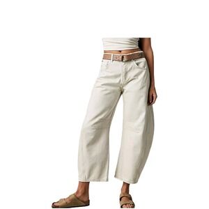 We The Free Mid Rise Barrel Jeans in Off-White/Cream